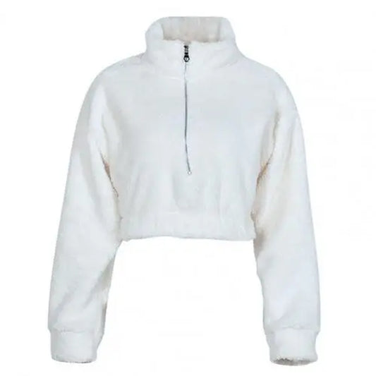 Pullover Faux Fur Women Sweatshirt Graceful Comfy Elegant Pure Color Plush Sweatshirt